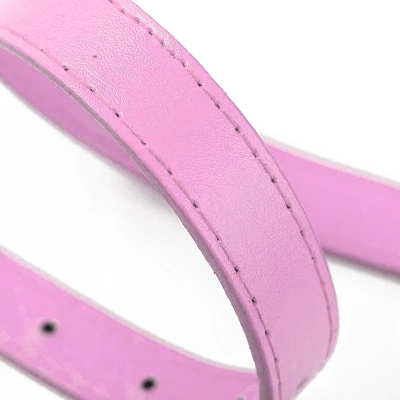 Zgardă TinyPet roz reglabilă din piele pentru câini și pisici